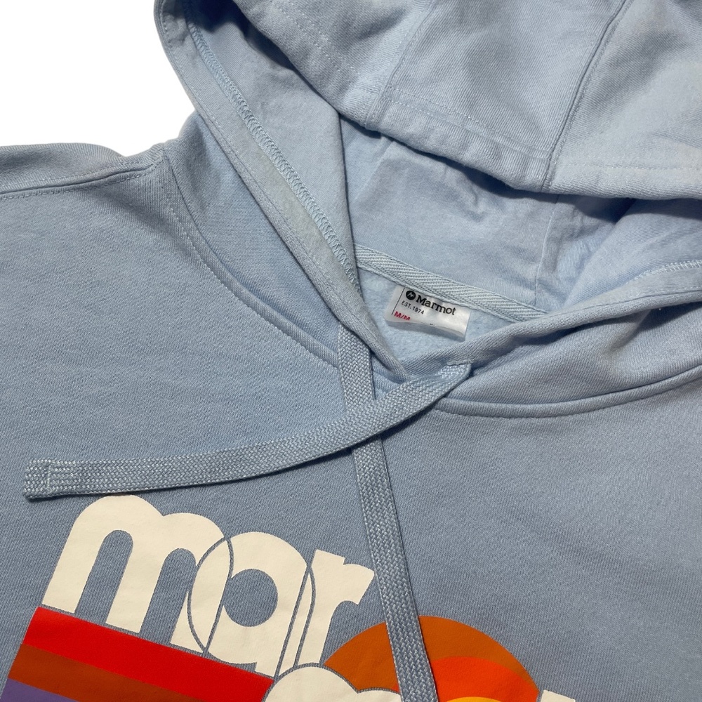 Marmot Medium Light Blue Hoodie Front Pouch Pocket‎